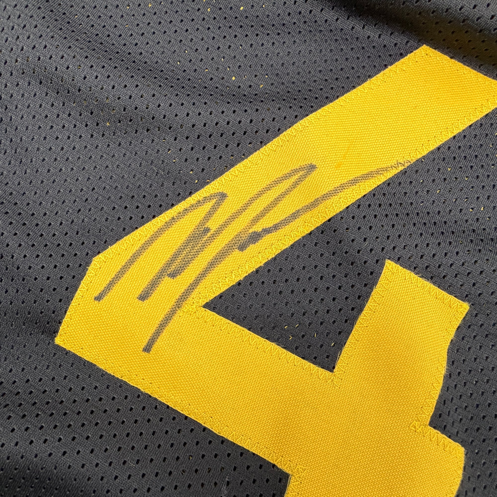 Autographed/Signed Moses Moody Golden State Black Basketball Jersey Beckett BAS COA