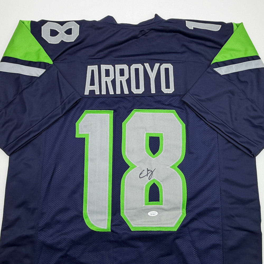 Autographed/Signed Elijah Arroyo Seattle Navy Blue Football Jersey JSA COA