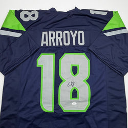Autographed/Signed Elijah Arroyo Seattle Navy Blue Football Jersey JSA COA
