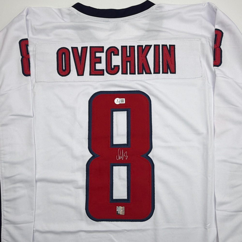 Autographed/Signed Alexander Alex Ovechkin Washington White Hockey Jersey Beckett BAS COA