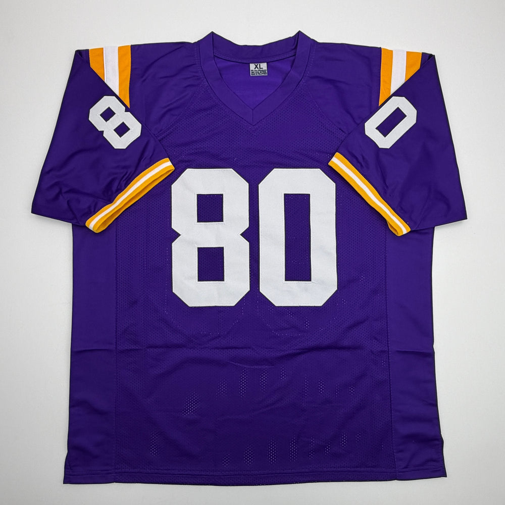 Autographed/Signed Dwayne Bowe LSU Purple College Football Jersey Beckett BAS COA