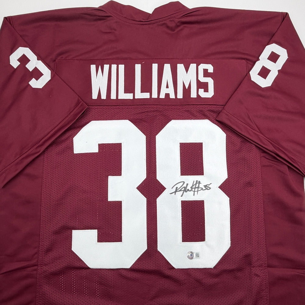 Autographed/Signed Roy Williams Oklahoma Maroon College Football Jersey Beckett BAS COA