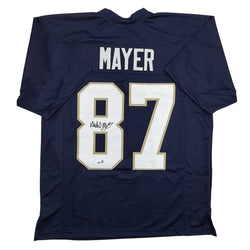 Autographed/Signed Michael Mayer Notre Dame Blue College Football Jersey Beckett BAS COA