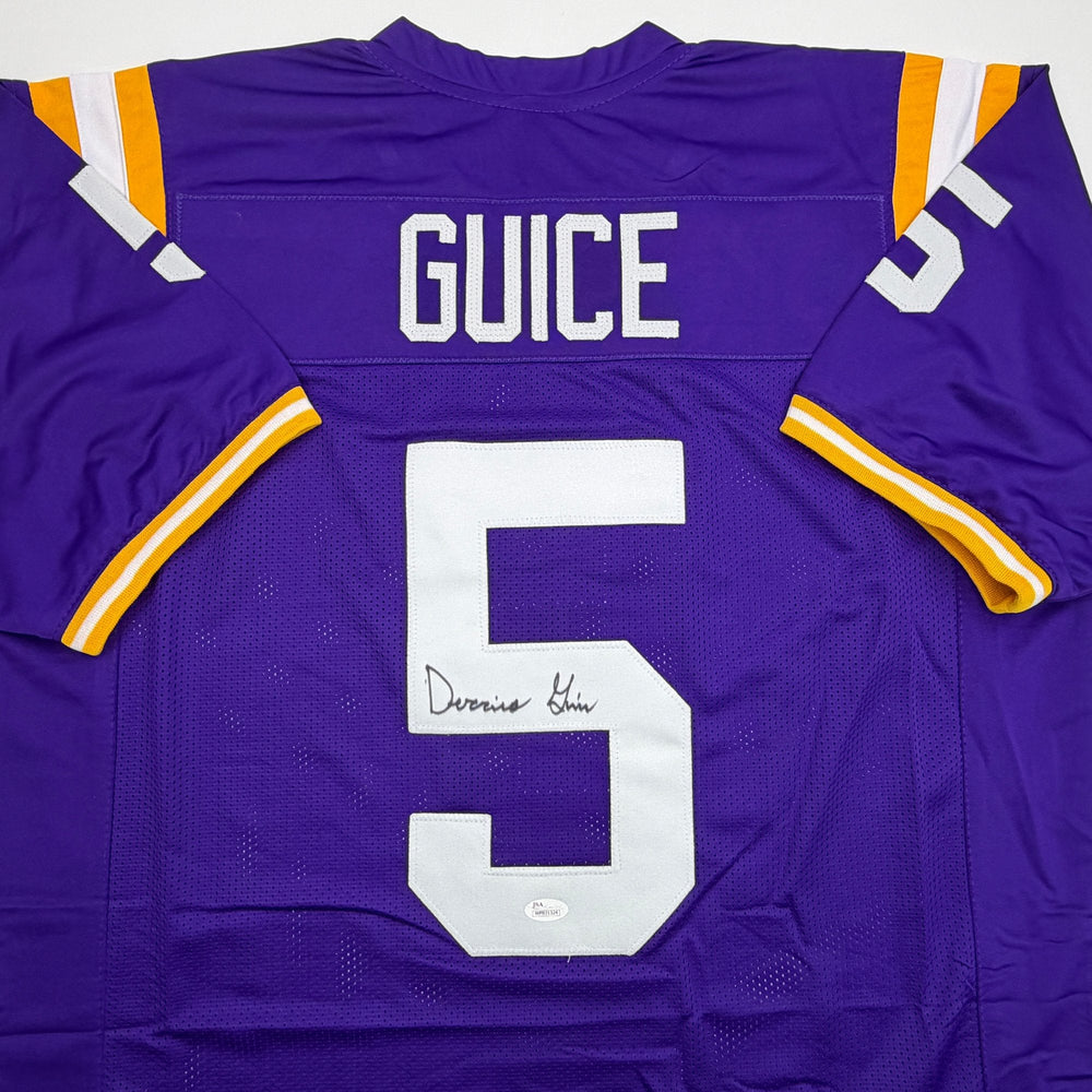 Autographed/Signed Derrius Guice LSU Purple College Football Jersey JSA COA