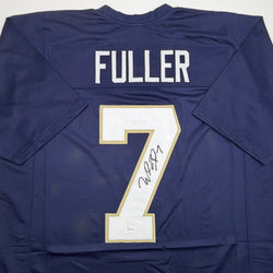 Autographed/Signed Will Fuller Notre Dame Blue College Football Jersey JSA COA