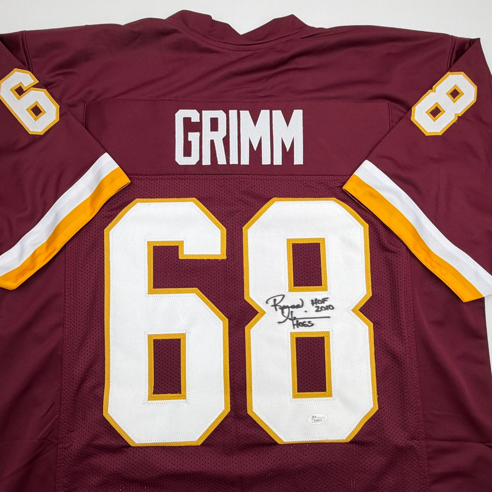 Autographed/Signed Russ Grimm HOF 2010 Washington Maroon Football Jersey JSA COA