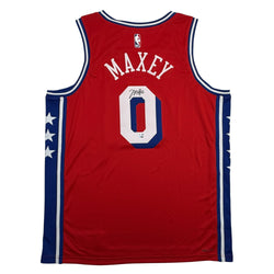 Autographed/Signed Tyrese Maxey Philadelphia 76ers Sixers Red Authentic Basketball Jersey Fanatics COA