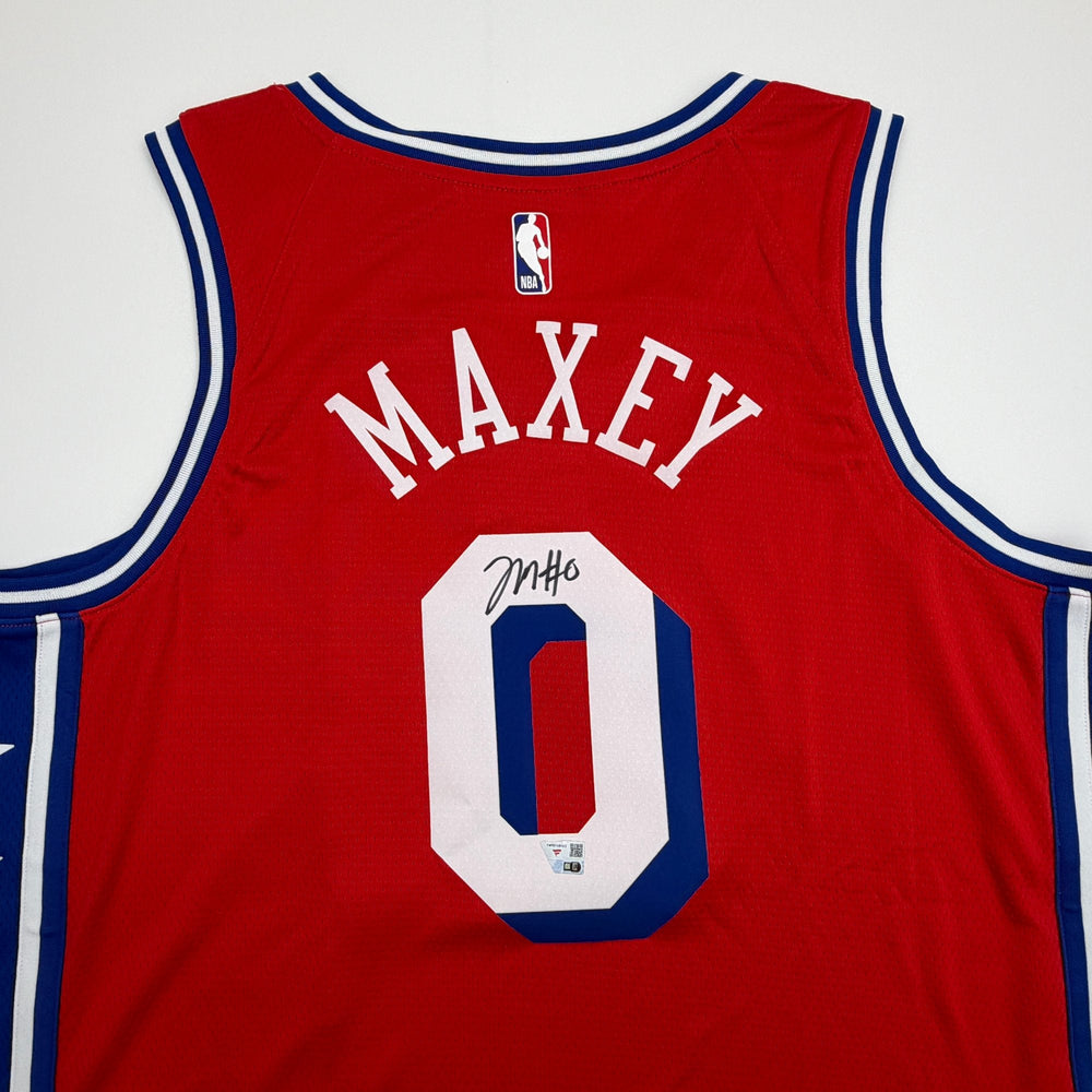 Autographed/Signed Tyrese Maxey Philadelphia 76ers Sixers Red Authentic Basketball Jersey Fanatics COA
