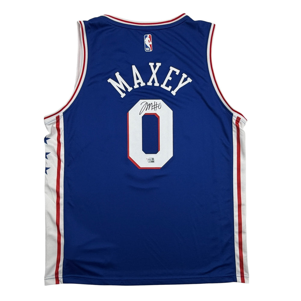 Autographed/Signed Tyrese Maxey Philadelphia 76ers Sixers Blue Authentic Basketball Jersey Fanatics COA