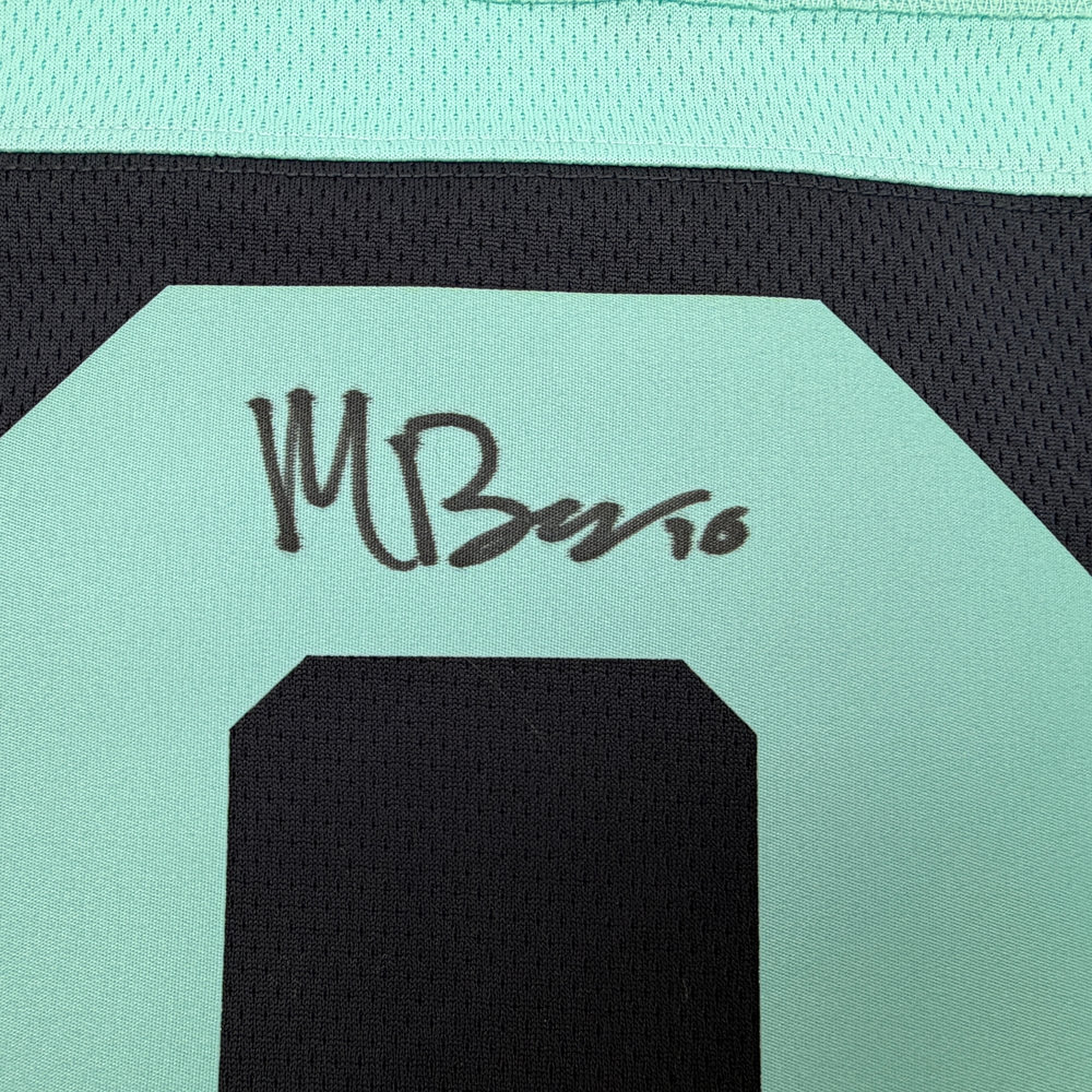 Autographed/Signed Matty Beniers Seattle Kraken Blue Authentic Hockey Jersey Fanatics COA