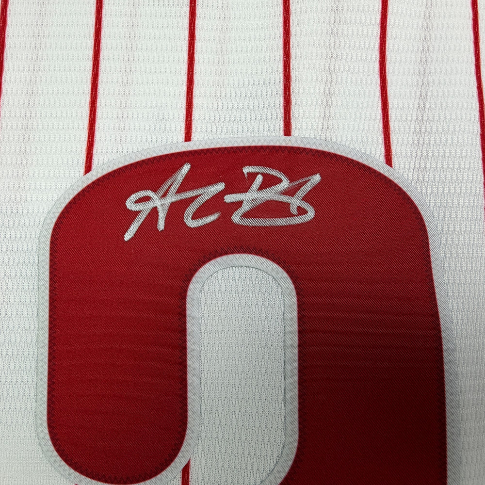 Autographed/Signed Alec Bohm Philadelphia Phillies Pinstripe Authentic Baseball Jersey Fanatics & MLB COA