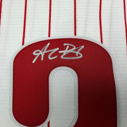 Autographed/Signed Alec Bohm Philadelphia Phillies Pinstripe Authentic Baseball Jersey Fanatics & MLB COA
