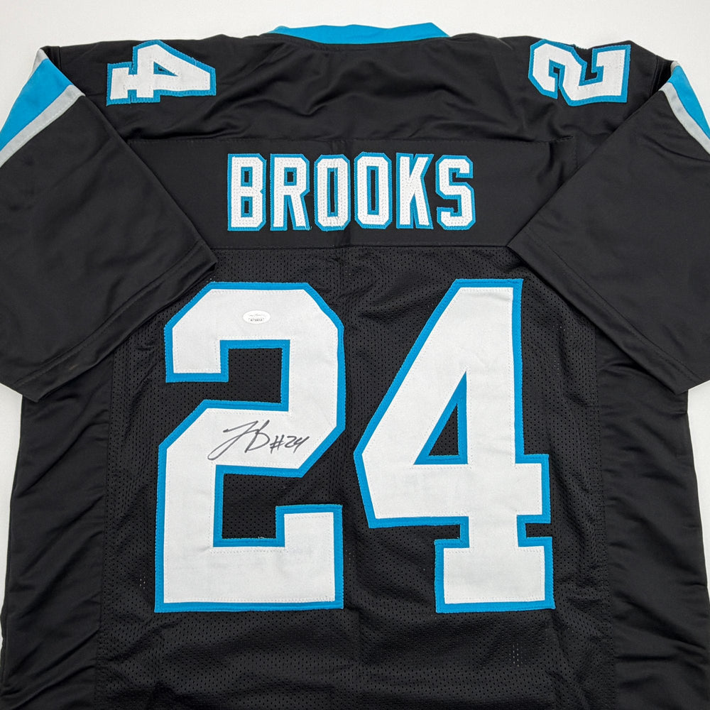 Autographed/Signed Jonathon Brooks Carolina Black Football Jersey JSA COA