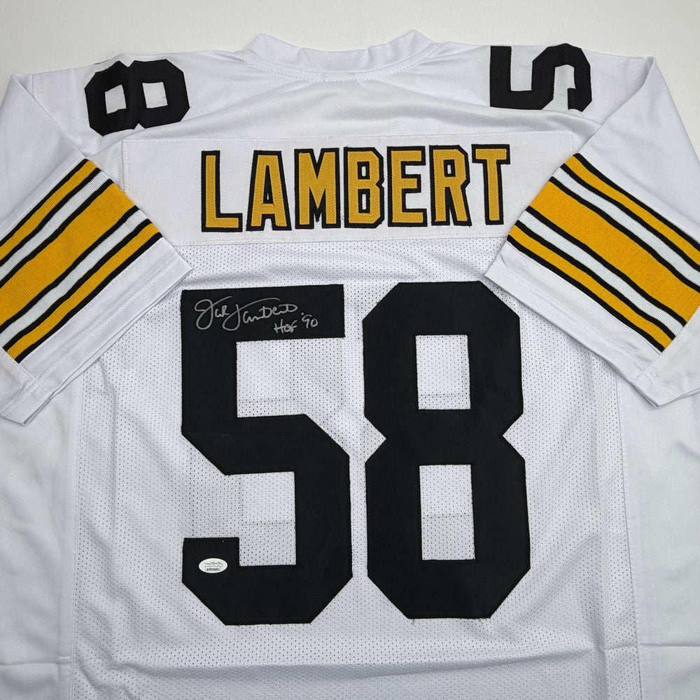 Autographed/Signed Jack Lambert Pittsburgh White Football Jersey JSA COA