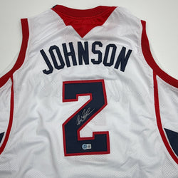 Autographed/Signed Joe Johnson Atlanta White Basketball Jersey Beckett BAS COA