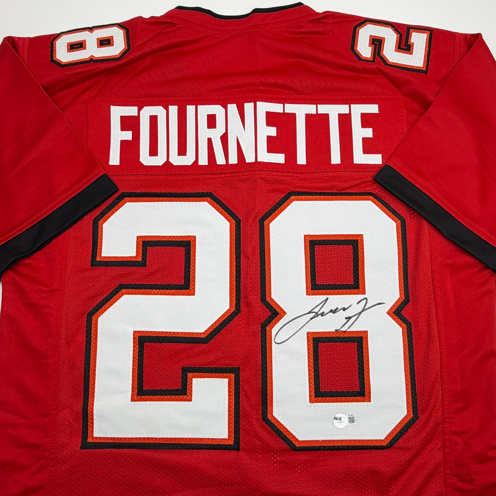 Autographed/Signed Leonard Fournette Tampa Bay Red Football Jersey Beckett BAS COA