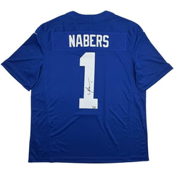 Autographed/Signed Malik Nabers New York Giants Blue Authentic Football Jersey Fanatics COA (ONLINE ORDER ONLY)