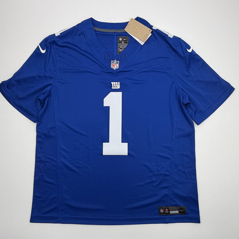 Autographed/Signed Malik Nabers New York Giants Blue Authentic Football Jersey Fanatics COA (ONLINE ORDER ONLY)