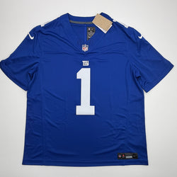 Autographed/Signed Malik Nabers New York Giants Blue Authentic Football Jersey Fanatics COA (ONLINE ORDER ONLY)