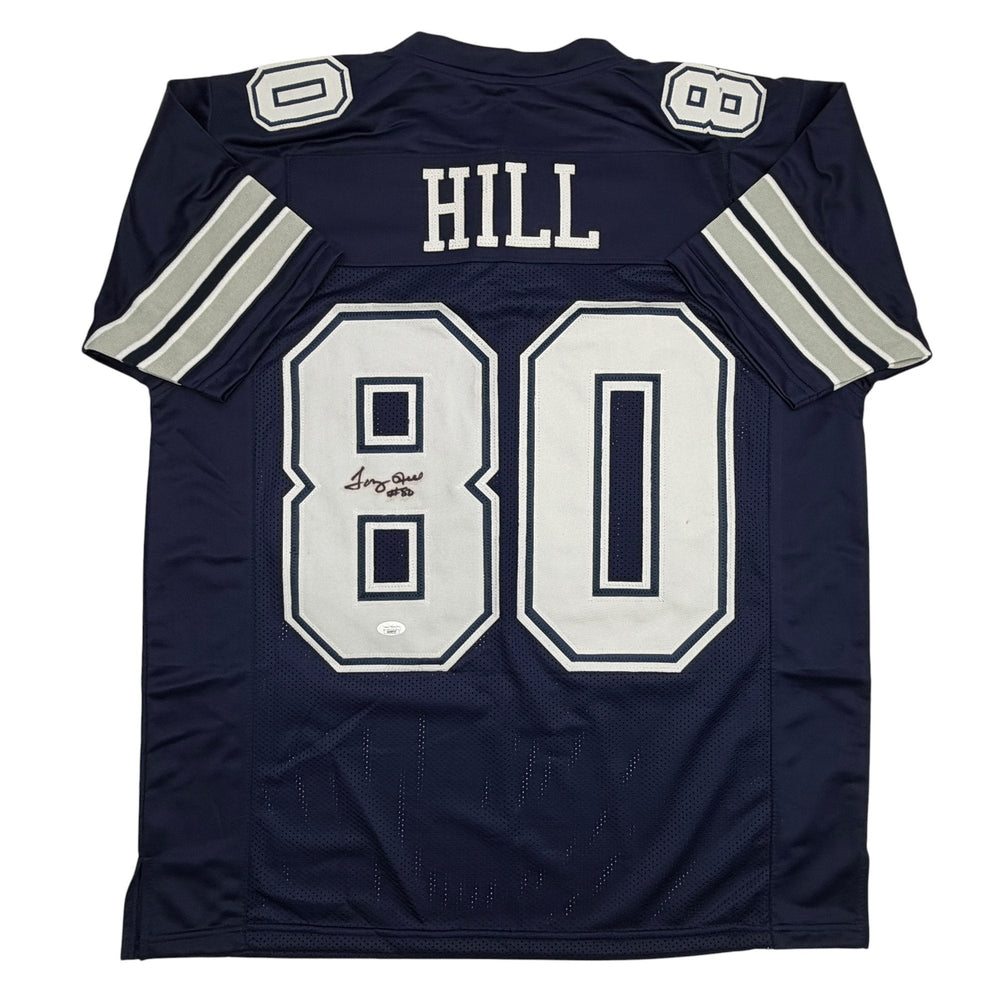 Autographed/Signed Tony Hill Dallas Blue Football Jersey JSA COA