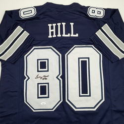 Autographed/Signed Tony Hill Dallas Blue Football Jersey JSA COA
