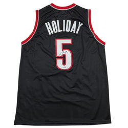 Autographed/Signed Jrue Holiday Portland Black Basketball Jersey Beckett BAS COA