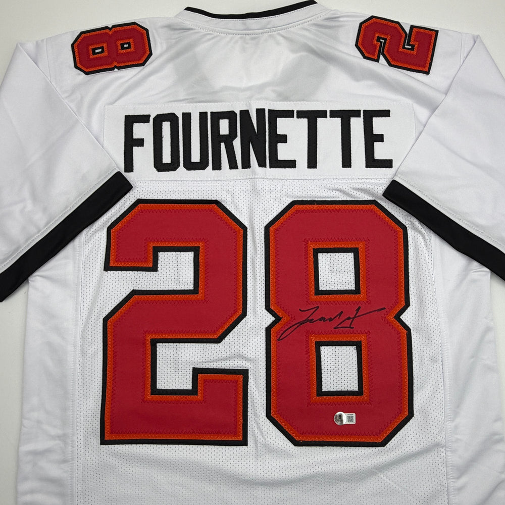Autographed/Signed Leonard Fournette Tampa Bay White Football Jersey Beckett BAS COA (ONLINE ORDER ONLY)