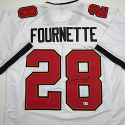 Autographed/Signed Leonard Fournette Tampa Bay White Football Jersey Beckett BAS COA (ONLINE ORDER ONLY)