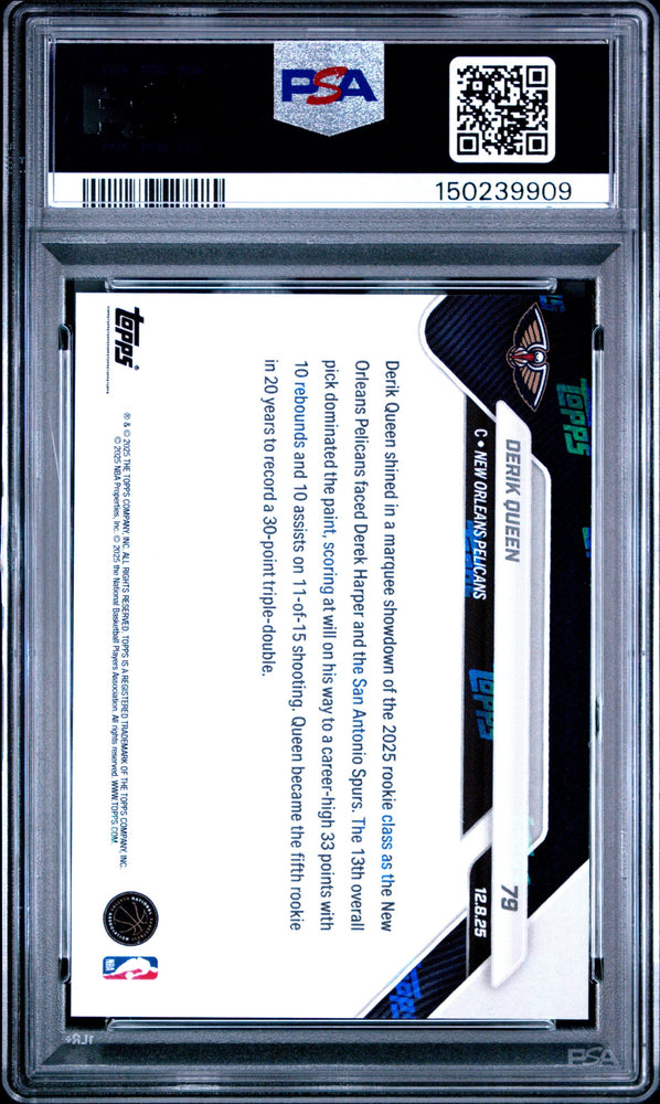 Graded 2025 Topps Now Derik Queen #79 Rookie RC Basketball Card PSA 9 Mint