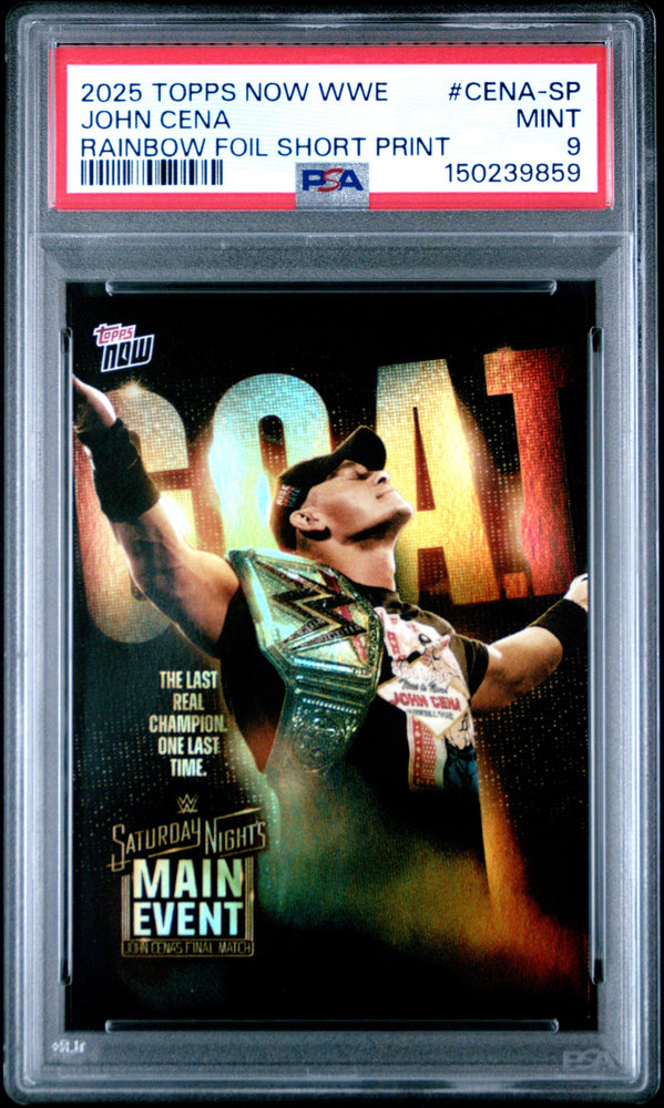 Graded 2025 Topps Now John Cena #CENA-SP Rainbow Foil Wrestling Card PSA 9 Mint