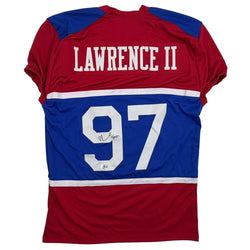 Autographed/Signed Dexter Lawrence II New York Retro Century Red Pro Cut Football Jersey Beckett BAS COA