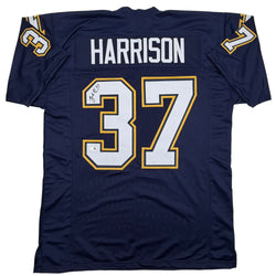 Autographed/Signed Rodney Harrison Los Angeles San Diego Navy Blue Football Jersey Beckett BAS COA