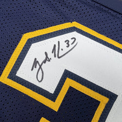 Autographed/Signed Rodney Harrison Los Angeles San Diego Navy Blue Football Jersey Beckett BAS COA