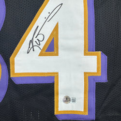 Autographed/Signed Ricky Williams Baltimore Black Football Jersey Beckett BAS COA