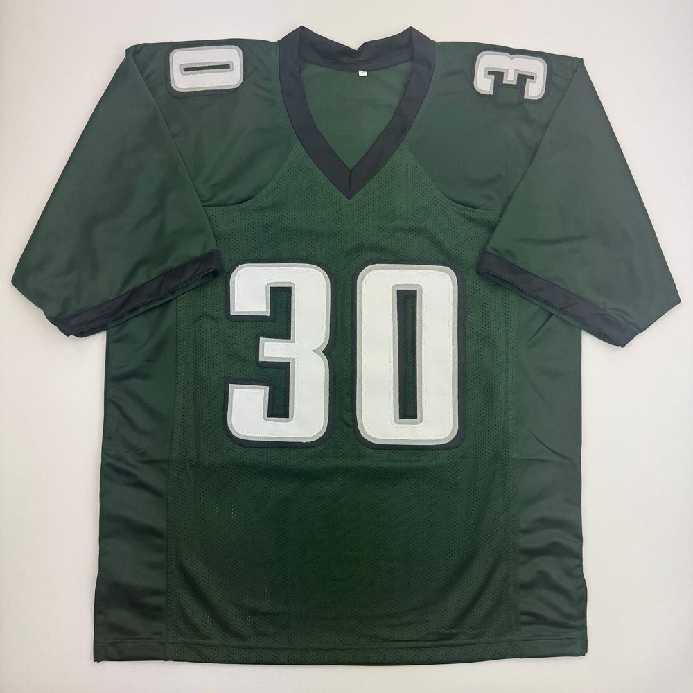Autographed/Signed Jihaad Campbell Philadelphia Green Football Jersey Beckett BAS COA
