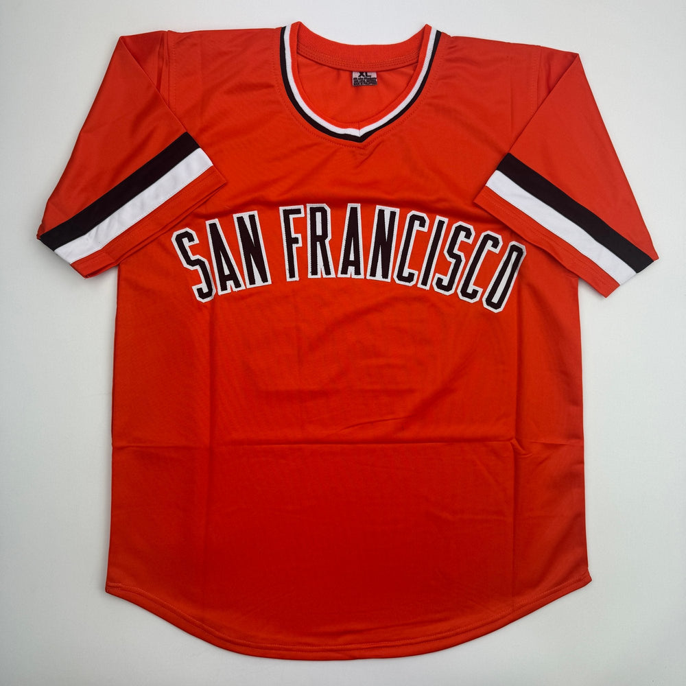 Autographed/Signed John Montefusco 1975 NL ROY San Francisco Orange Baseball Jersey Beckett BAS COA