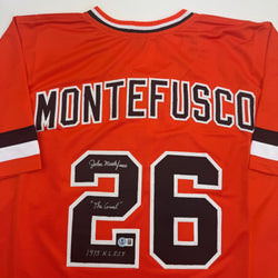 Autographed/Signed John Montefusco 1975 NL ROY San Francisco Orange Baseball Jersey Beckett BAS COA