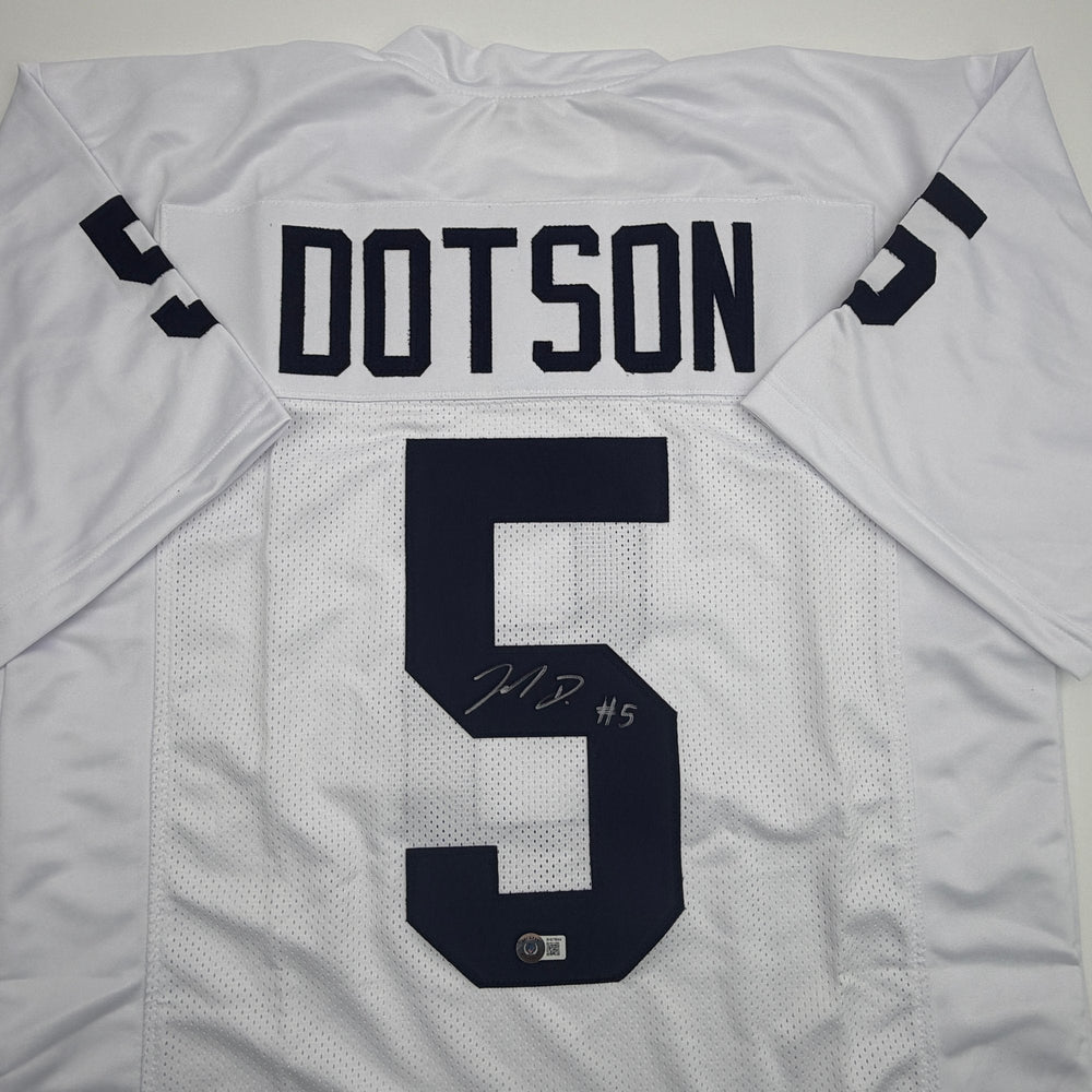 Autographed/Signed Jahan Dotson Penn State White College Football Jersey Beckett BAS COA