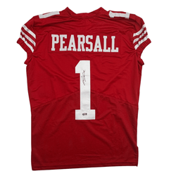 Autographed/Signed Ricky Pearsall San Francisco Red Pro Cut Football Jersey Beckett BAS COA (ONLINE ORDER ONLY)