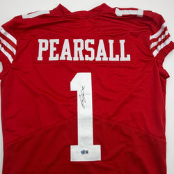 Autographed/Signed Ricky Pearsall San Francisco Red Pro Cut Football Jersey Beckett BAS COA (ONLINE ORDER ONLY)