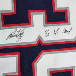 Autographed/Signed Patrick Pass 3x SB Champ New England Blue Football Jersey Beckett BAS COA
