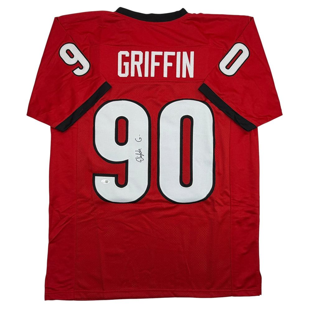 Autographed/Signed Elijah Griffin Georgia Red College Football Jersey JSA COA