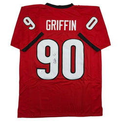 Autographed/Signed Elijah Griffin Georgia Red College Football Jersey JSA COA