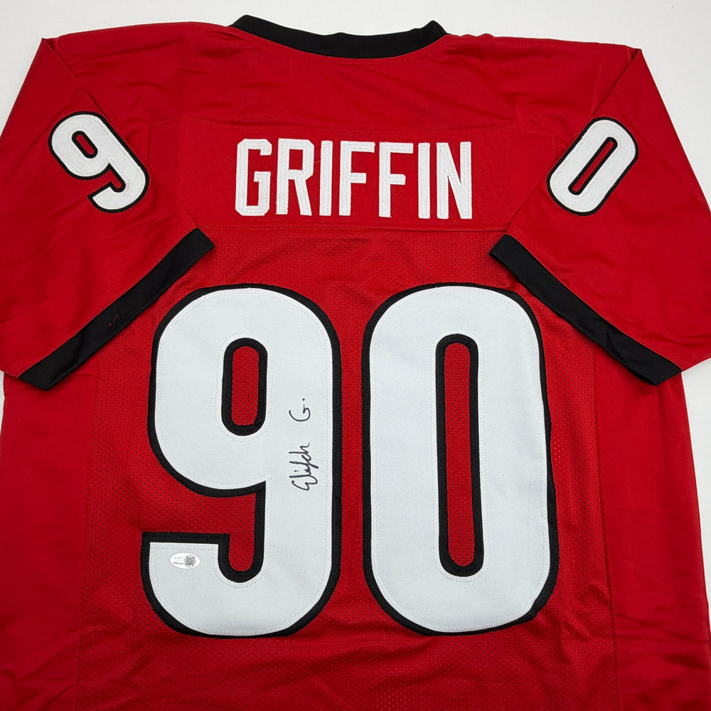 Autographed/Signed Elijah Griffin Georgia Red College Football Jersey JSA COA