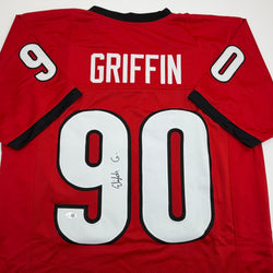 Autographed/Signed Elijah Griffin Georgia Red College Football Jersey JSA COA