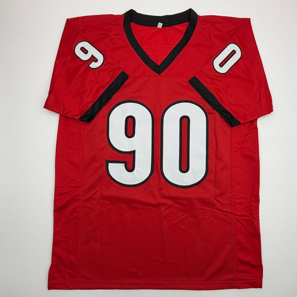 Autographed/Signed Elijah Griffin Georgia Red College Football Jersey JSA COA