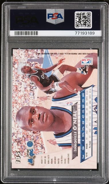 Graded 1993 Fleer Ultra Shaquille O'Neal #135 2nd Year Basketball Card PSA 10 Gem Mint