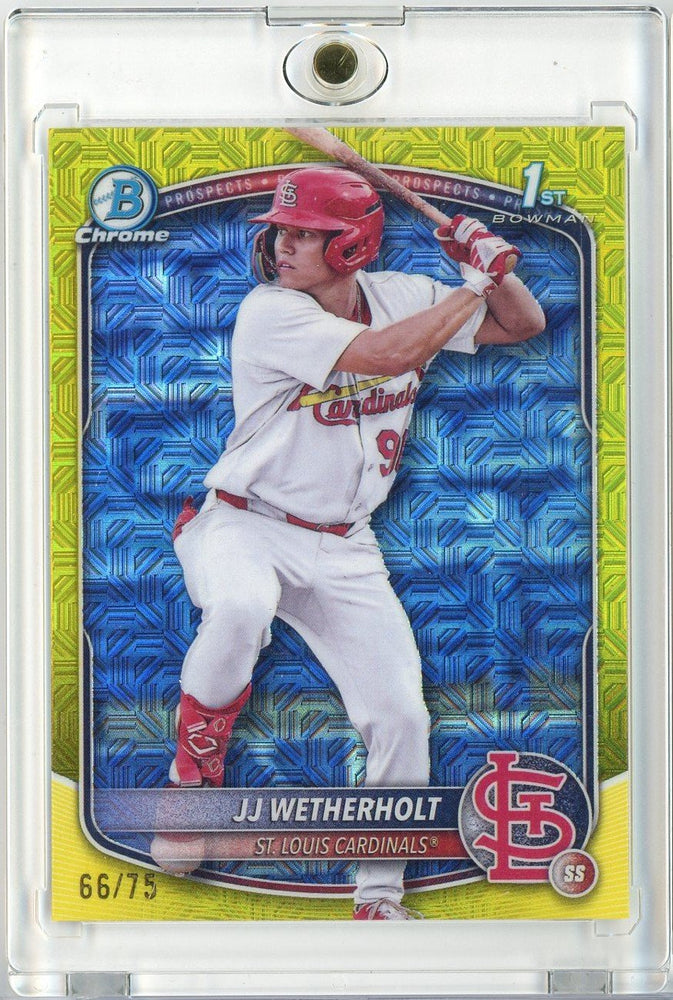 2025 Bowman Chrome JJ Wetherholt #BCP22 /75 Mega Box Yellow Refractor Rookie RC Baseball Card