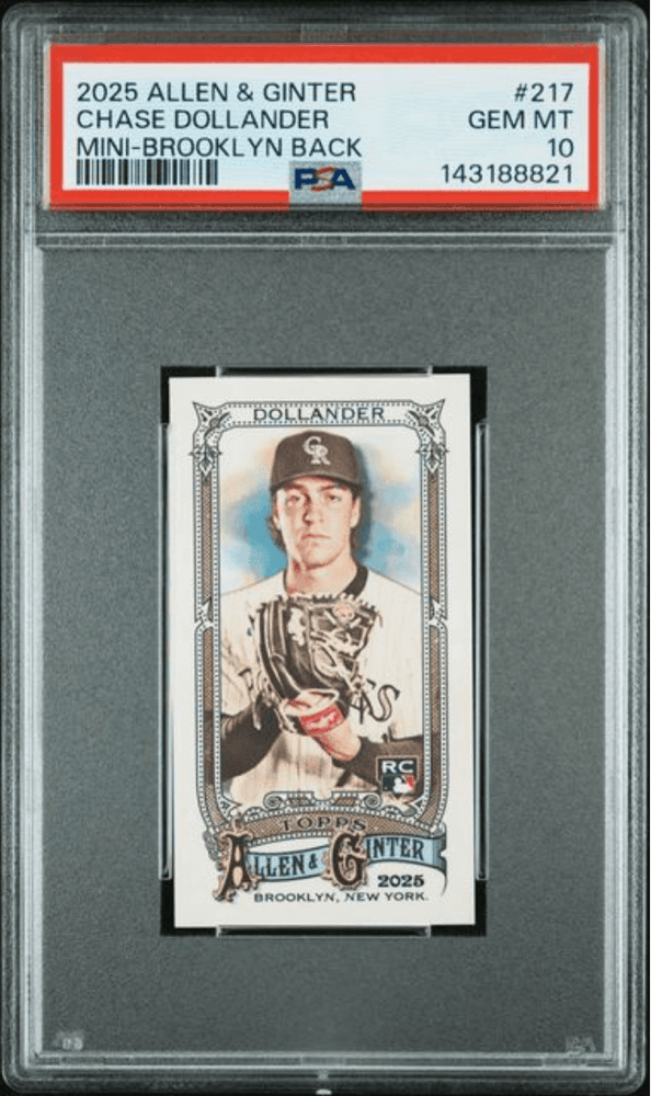 Graded 2025 Topps Allen & Ginter Chase Dollander #217 Mini Brooklyn Back /25 Rookie RC Baseball Card PSA 10 Gem Mint