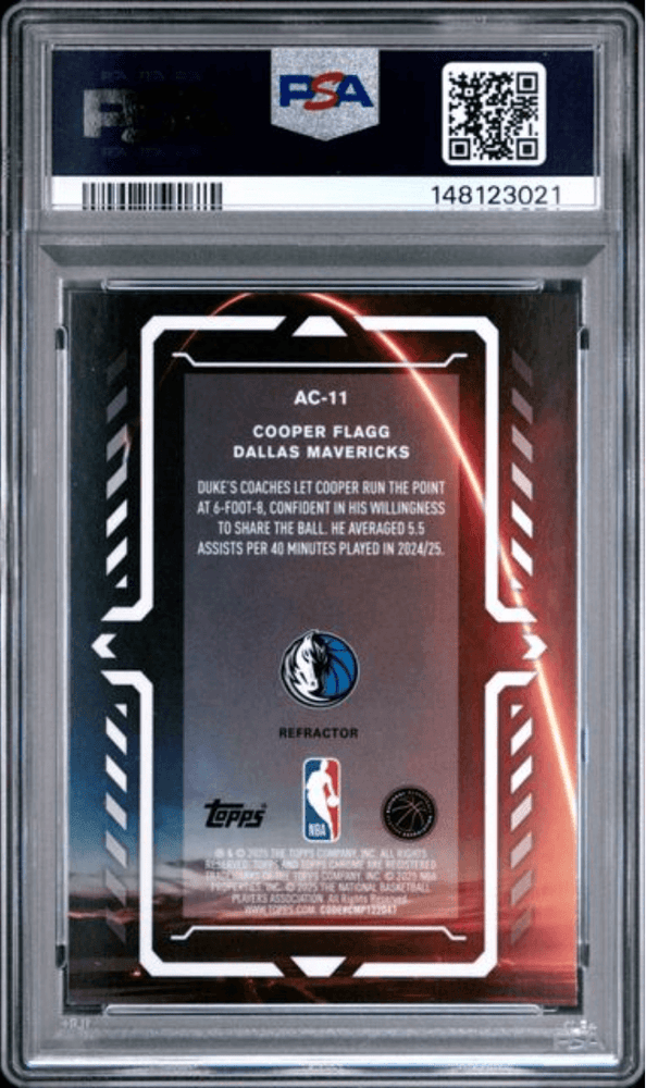 Graded 2025 Topps Chrome Cooper Flagg #AC11 Activators Refractor Rookie RC Basketball Card PSA 10 Gem Mint